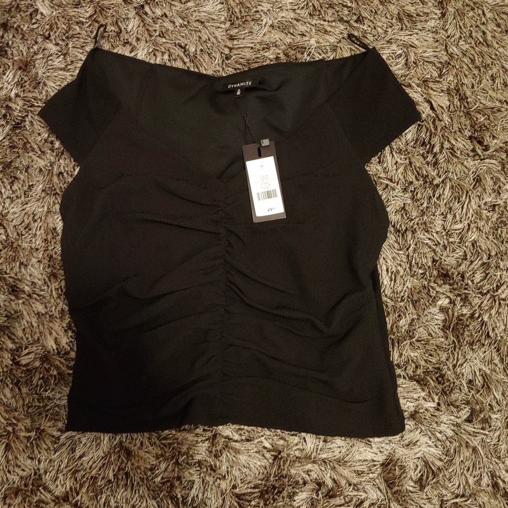 Ruched off-the-shoulder top